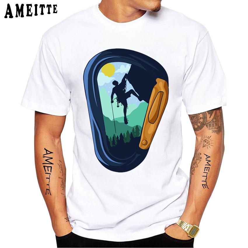 Футболка для мужчин Rock Climbing Climber Funny 3D Print Classic, новая мужская футболка с коротким рукавом, летняя спортивная белая повседневная футболка в стиле хип-хоп