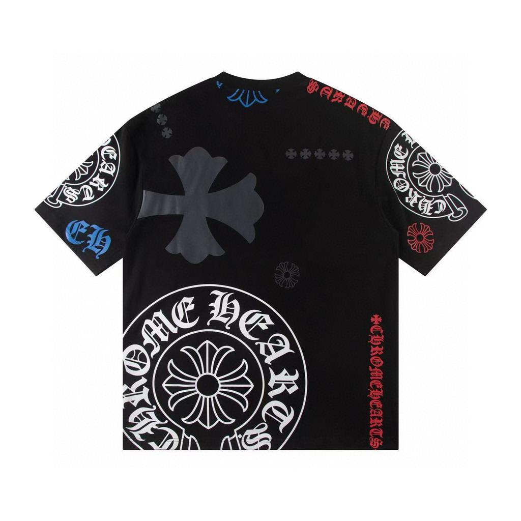 W363 CHROME HEARTS 2025 Summer New High Quality Cotton Round Neck Loose Large Size Men's and Women's T-shirt Couple T-shirt