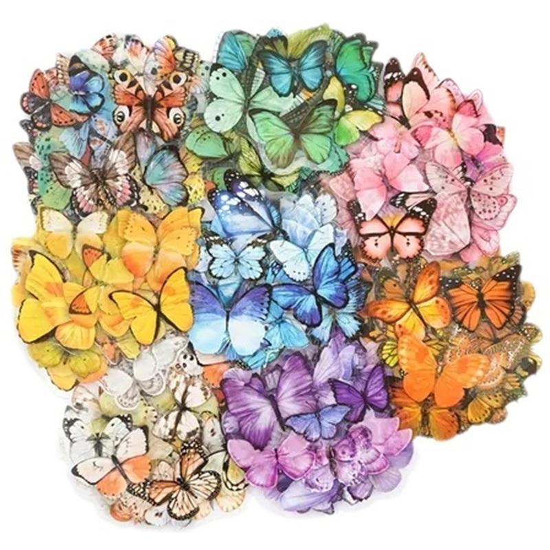 40Pcs/lot Butterfly Stickers Scrapbooking Bullet Journaling Toy Retro Craft Deco Album DIY Stationery Stickers Waterproof