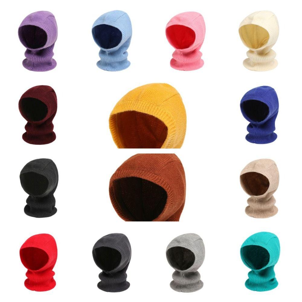 Woolen Balaclava Hat Windproof Neck Collar Beanies Cap Casual Knitted Hooded Cap Male/Female
