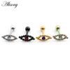 Alisouy 2PCS Eye Ball Crystal Zircon Stainless Steel Women Men Dumbbell Barbell Ear Stud Earrings Tragus Helix Pierceing Jewelry