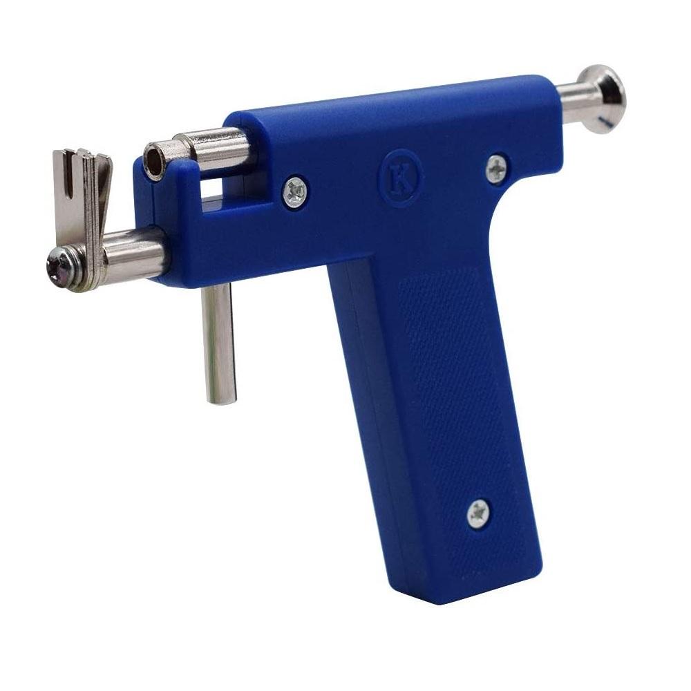 Синий профессиональный инструмент для пирсинга ушей, набор инструментов для пирсинга тела, носа, пупка с 98 серьгами-гвоздиками