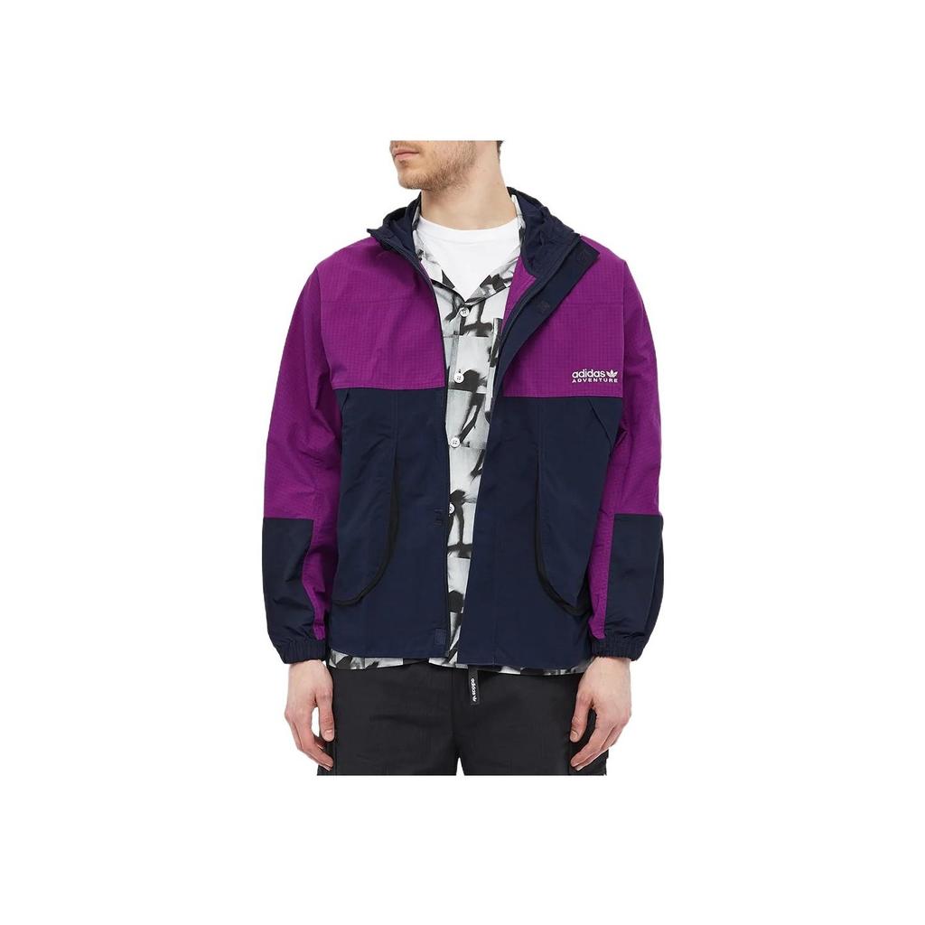 Adidas Оригинальная трехцветная толстовка с капюшоном Adicolor с вышивкой трилистника, мужская куртка фиолетового цвета H09047