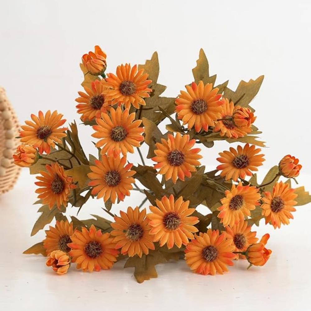 2 Pcs Fake Daisy Flowers Bouquets for Home Party Office Wedding Meeting Reception Table Decoration,Bulk High-end Lifelike Artificial Flowers