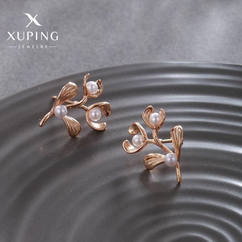 Ювелирные изделия Xuping, серьги-гвоздики, серьги-клипсы из сплава с покрытием k-цвета, с мульти-цирконами, в европейском и американском стиле, модные и универсальные серьги.