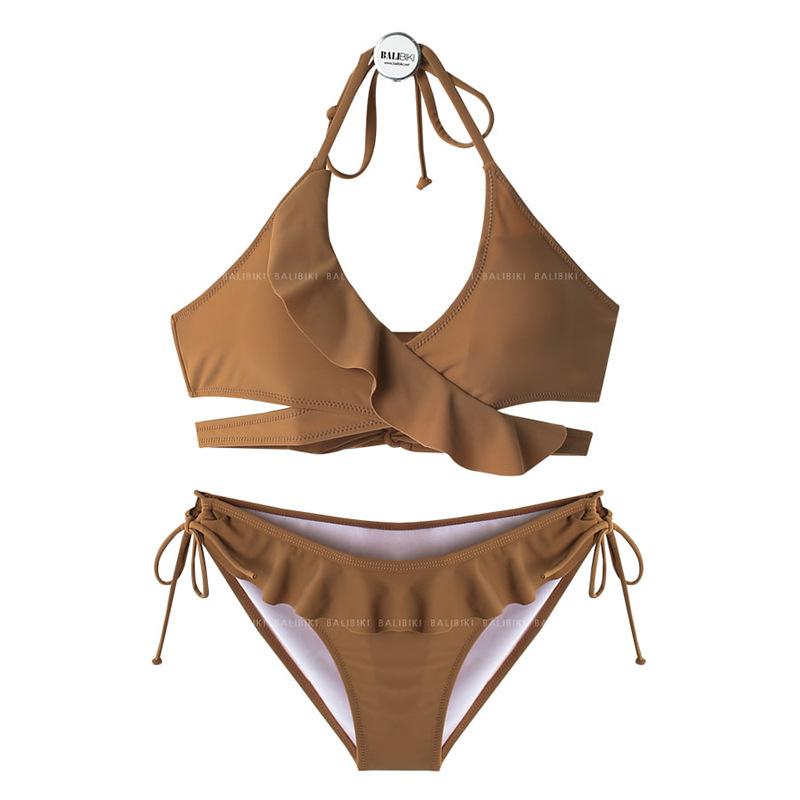Korean bikini swimsuit, feminine triangle split small bust, gathered INS hot girl hot spring swimwear