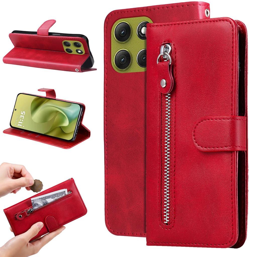 For Motorola Moto G86 Power 5G/G86 5G PU Leather Cases with Zipper Pocket Wallet Phone Cover Stand