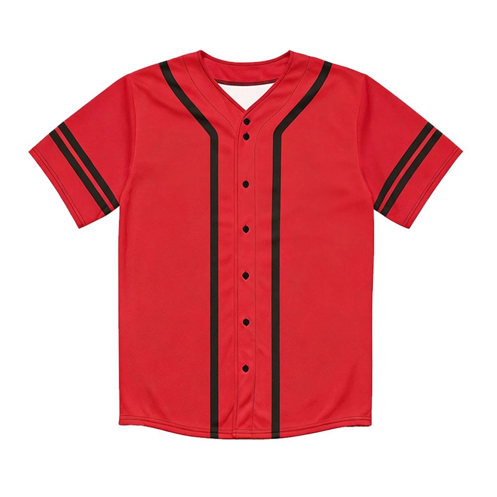 Red Black Baseball Jersey Unisex Streetwear Short Sleeve Button-Down Male Shirts Summer Fashion Design Female Tops Casual Merch