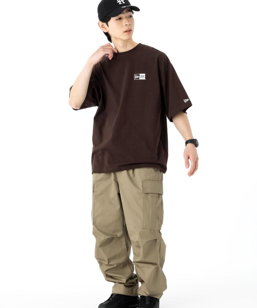 NEW ERA Short Sleeve Oversized Burnt Wood White Box Logo M T-Shirt