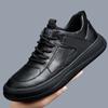 High Quality Men's Leather Versatile Casual Leather Shoes Outdoor Classic White Lace Up Comfortable Sports Non Slip Board Shoes