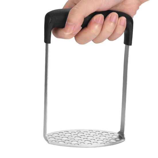 Potato Masher with Ergonomic Handle Food Grade Portable Hand-held Vegetable Fruit Smasher Stainless-Steel Kitchen Tool