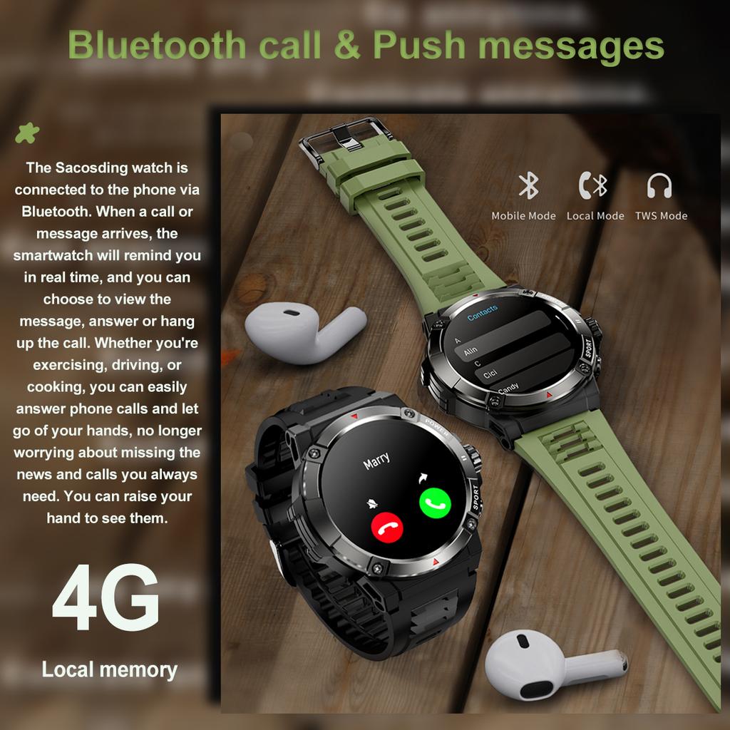 SACOSDING GPS Смарт-часы Bluetooth Звонок Женщины Мужчины 4G Память Монитор Здоровья Оффлайн Карта Умные часы Спорт Фитнес-Трекер Компас Часы