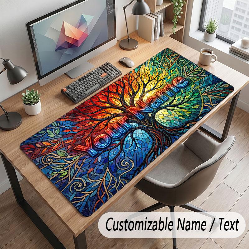 Decorative Artwork Theme Customized Mouse Pad Personalized Print Name Text Desk Mat For Home Office Table Decor