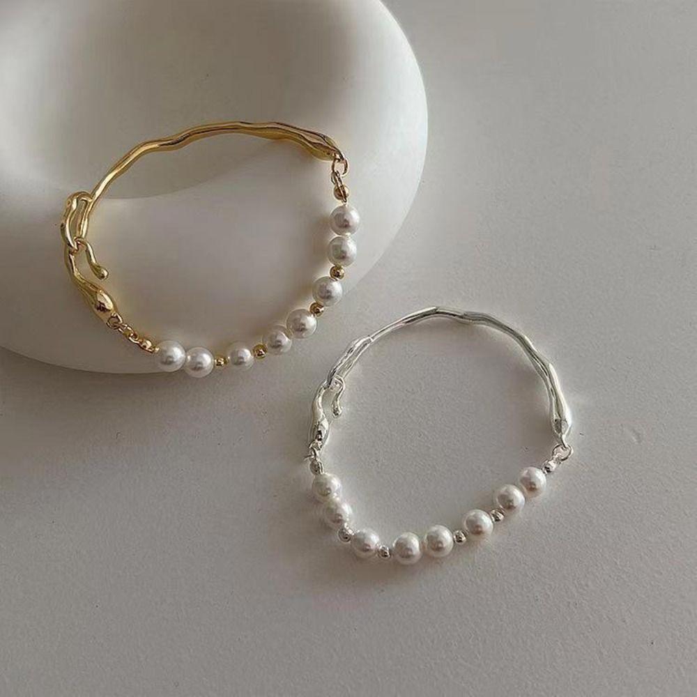 Metal Girl Gift Temperament Baroque Women Bracelet Korean Style Jewelry Pearls Bracelet Copper