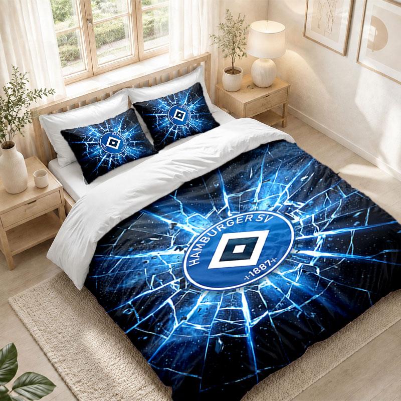 Bedding Set 1 Duvet Cover 2 Pillowcases Hamburger SV Football Print Bedroom Home Decoration