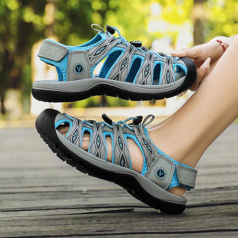 New Summer Genuine Leather Women's Sandals Fashion Design Women Sneakers Soft Bottom Outdoor Women Beach Sandals Big Size 42