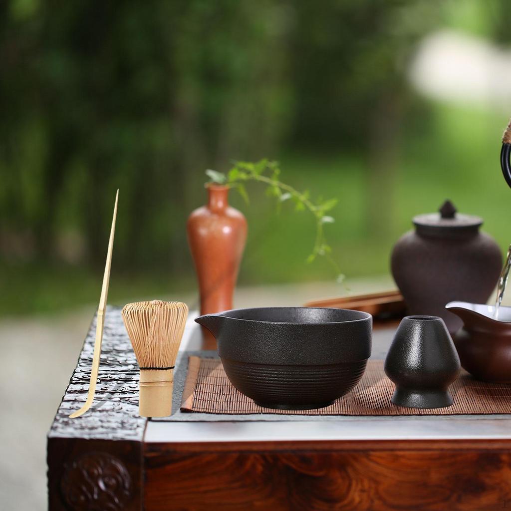 4 шт. Чаша для матча, бамбуковый венчик и держатель, чай для влюбленных, инструменты для церемонии