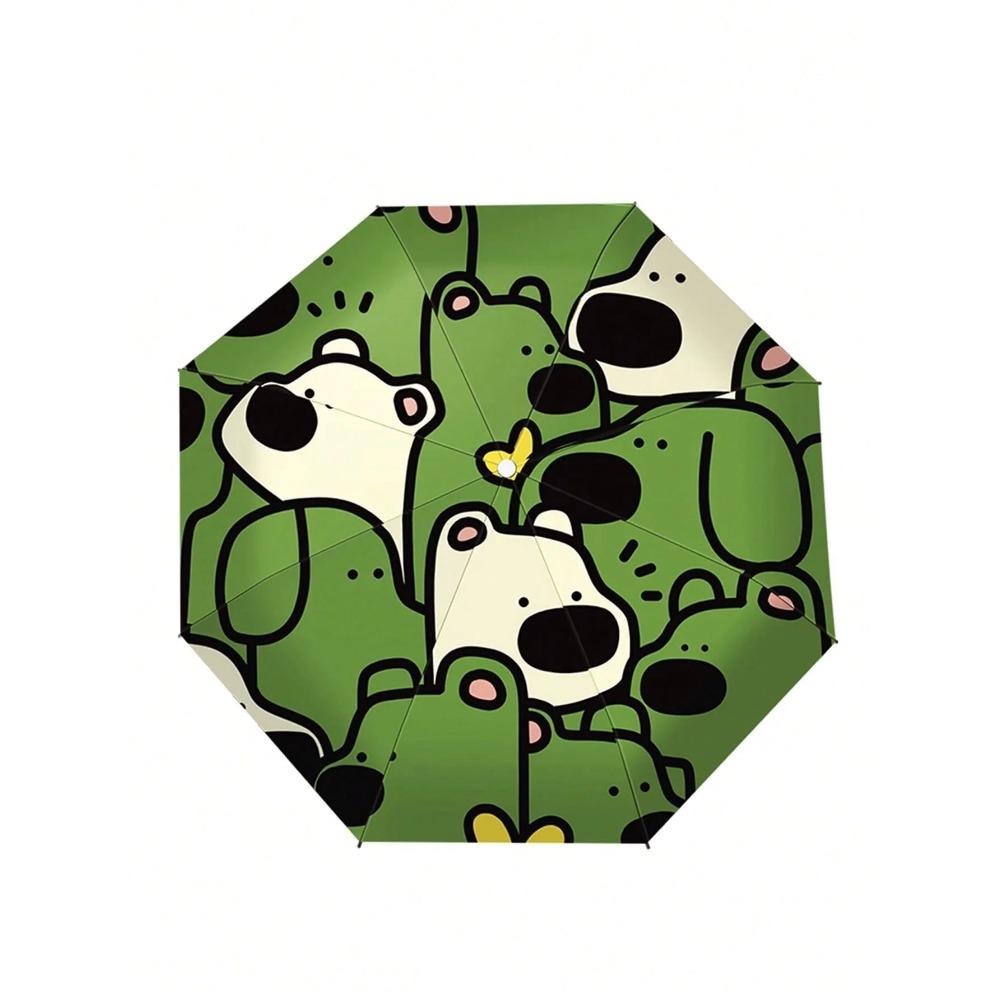 Cute Dog Pattern Fully Automatic Folding Umbrella for Rain, Sun and UV Protection Travel Umbrella 1pc