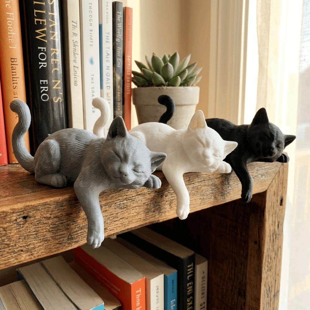 3D Printed Desk Cat Decorations Cute Decorative Cat Statues Sleeping Cat Ornament Home Decoration