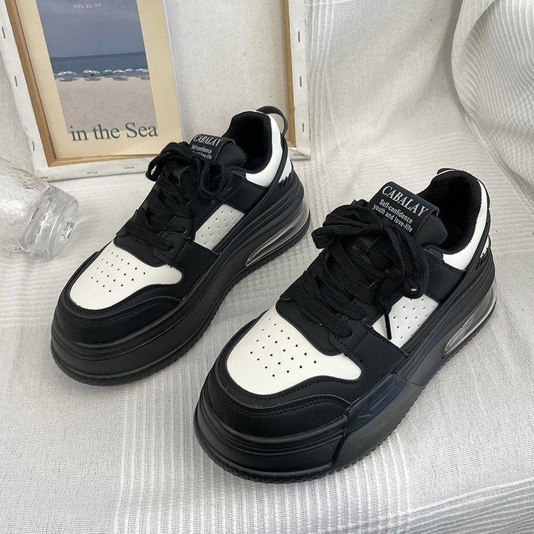 European Station Leather White Shoes for Women Spring New Single-Lining Platform Fashion Casual Versatile Sneakers
