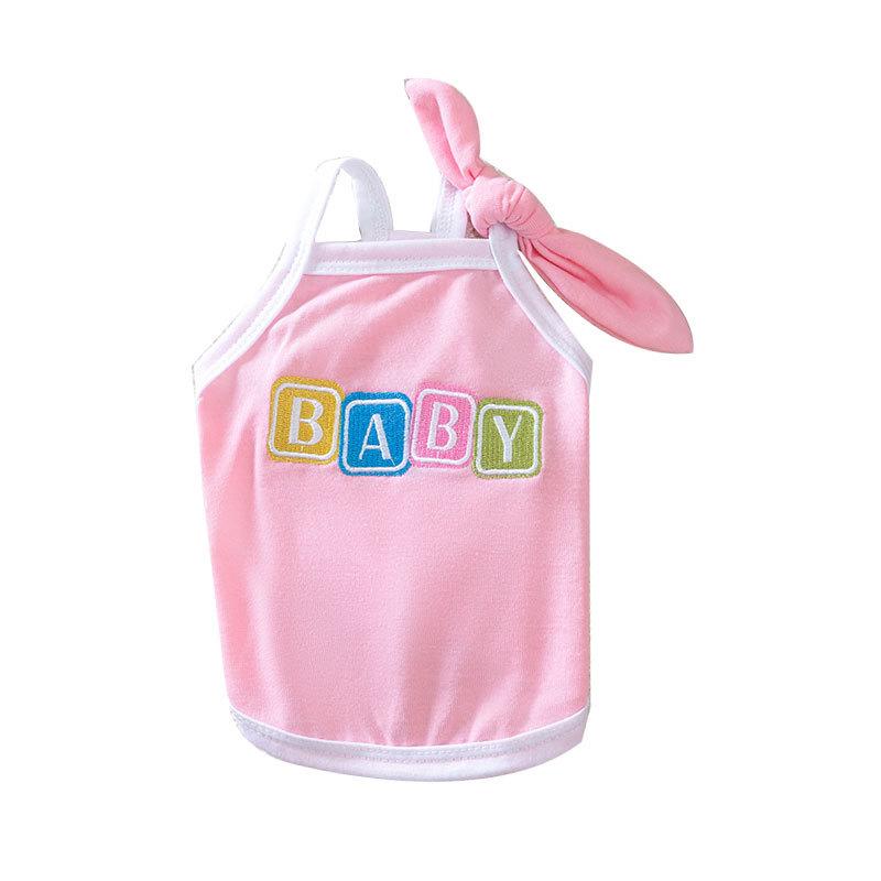 Летняя тонкая одежда для кошек Макарон бант на подтяжках Синий котенок Маленькая и средняя собака Одежда для питомцев