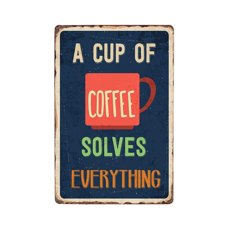 Retro Metal Coffee Tin Signs Cafe Shop Plaque Vintage Bar Pub Wall Decorative Poster Home Decor 20x30cm
