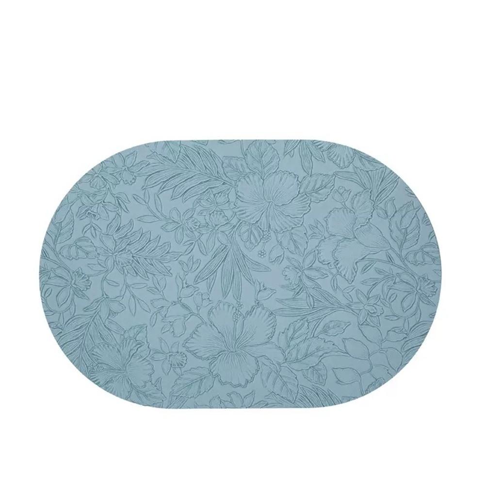 European-style Oval Leather Double-sided Embossed and Carved Placemats, Suitable for Multiple Settings, Waterproof, Heat-resista