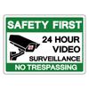 24-hour Video Surveillance Metal Sign Plaque Security Warning Decorative Plates For Outdoors Man Cave Hotel Home Wall Decor