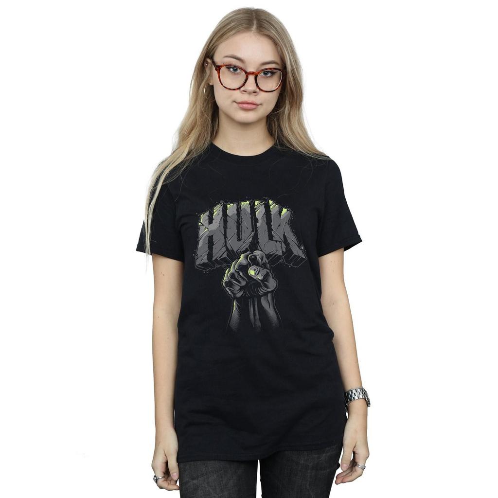 Marvel Womens/Ladies Hulk Punch Logo Cotton Boyfriend T-Shirt