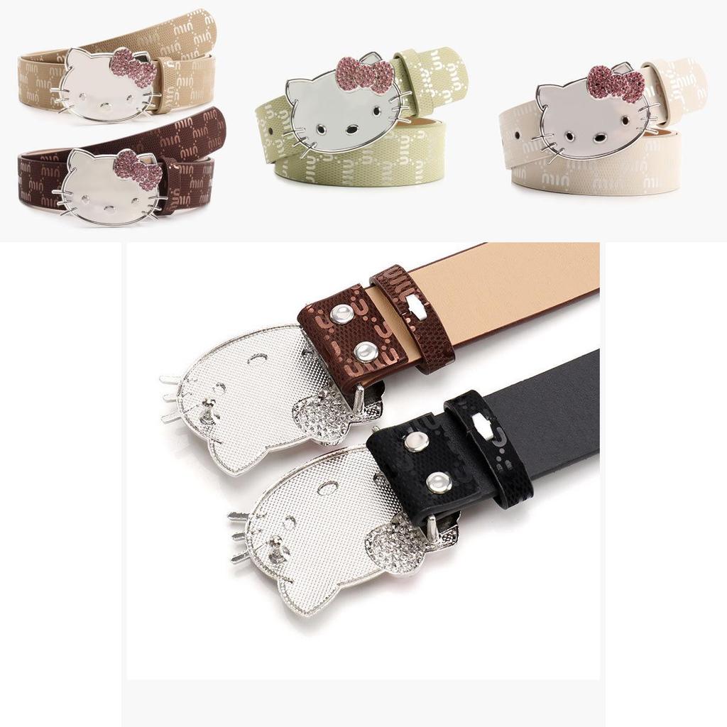 Металлический Женский Пояс Hello Kitty Декоративный С Принтом Букв и Стразами Для Повседневной и Нарядной Одежды