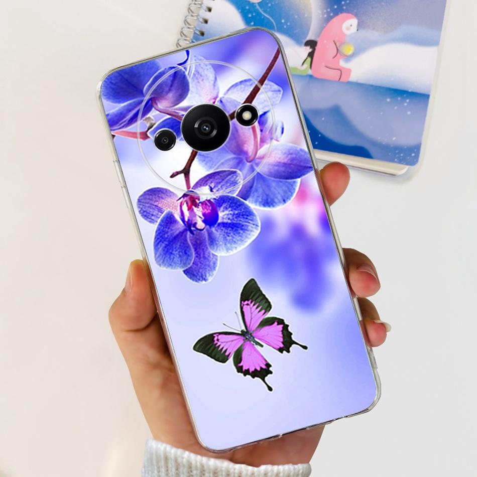 Чехол для Xiaomi Redmi A3 RedmiA3 A 3 4G 2024 Элегантный принт Мягкий силикон Прозрачный ТПУ Тонкая задняя крышка телефона