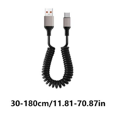 USB Type C Кабель Спиральный Быстрая Зарядка для Автомобиля Телефона 16/15 Pro и Других Устройств USB C Быстрая Зарядка Питания