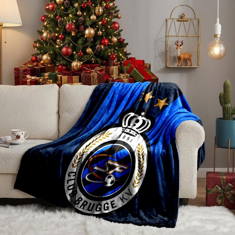 Club Brugge Fc Crest Throws Blanket Flannel Blankets Plush for Couch Bed Gifts for Men Women Travel picnic blanket Christmas fan gifts