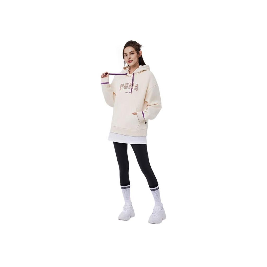 Puma Varsity 2.0 Hoodie Casual Pullover Long Sleeve Sweatshirt Women Hoodies Almond 686189-87