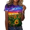 Vintage Sunflower 3d Print Elegant Women Clothing Female Summer Fashion Short Sleeve Top Tees Ladies Casual Comfortable T Shirt