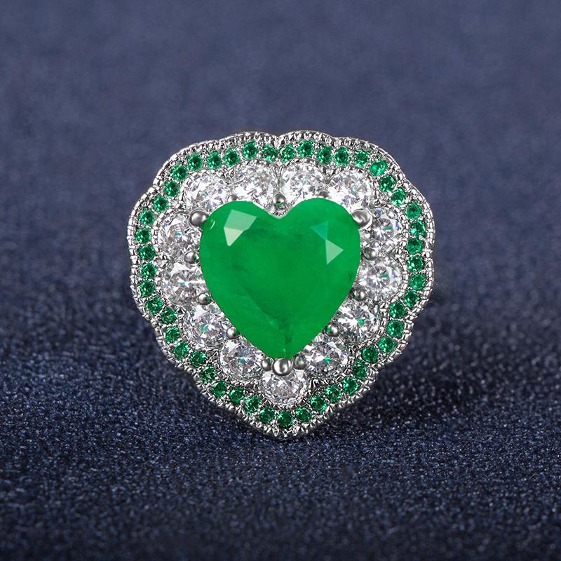 Классическое кольцо Cellacity из стерлингового серебра 925 пробы для очаровательной дамы с драгоценными камнями в форме сердца Рубин Сапфир Изумрудный камень Изящные ювелирные изделия