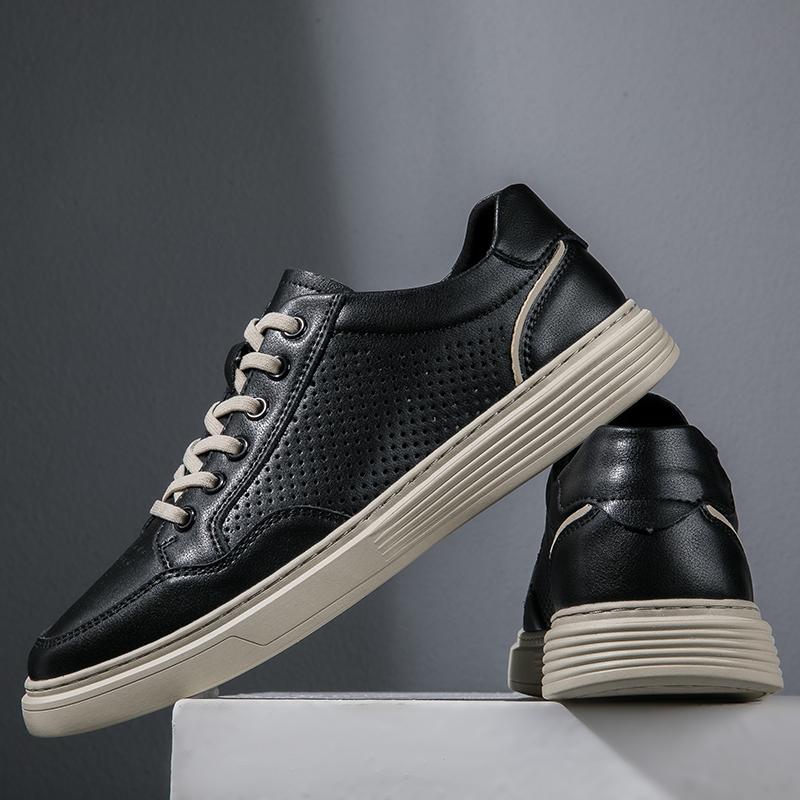 Мужская повседневная обувь из натуральной кожи, легкая мужская обувь для скейтбординга, дышащие туфли на плоской подошве, мужские кроссовки с открытыми ступнями Traveltenis Masculino