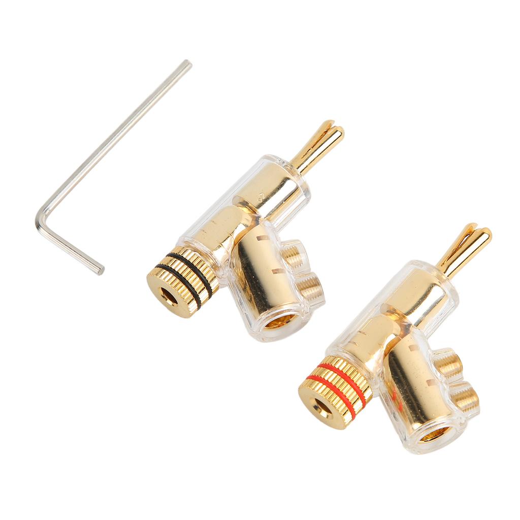 1 Pair Locking Banana Plugs Copper Gold Plated Solderless Speaker Locking Banana Connectors for Speaker Wire