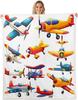 Colorful Airplane Blanket Soft Fleece Throw Kids Room Decor Aviation Theme Baby Gift Home Decoration