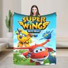 Плед Super Wings из фланели с изображением мультяшного робота и машинки, забавный плед для дивана, постельного белья, гостиной, 150*125 см.