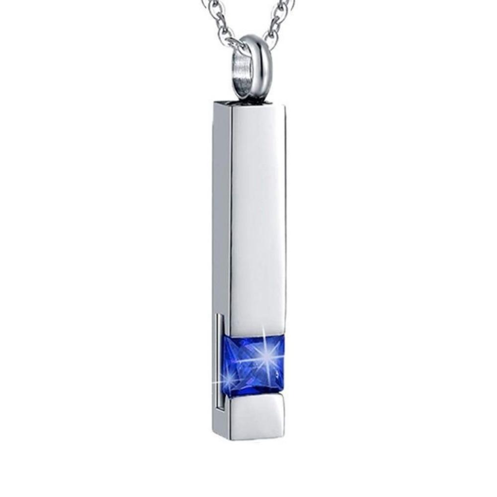 Fill-able Zircon Cremation Necklace Long Strip Pet Ashes Necklace Ashes Necklace Pendant Women