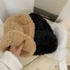 Women Winter Hat Fuzzy Faux Fur Brimless Solid Color Dome Windproof Warmth Sun Protection Knitted Cap Outdoor Travel Headwear