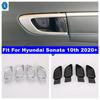 Декоративная накладка на внутреннюю ручку двери (чаша) для Hyundai Sonata 10-го поколения - Матовая / Углепластик, Аксессуары для интерьера