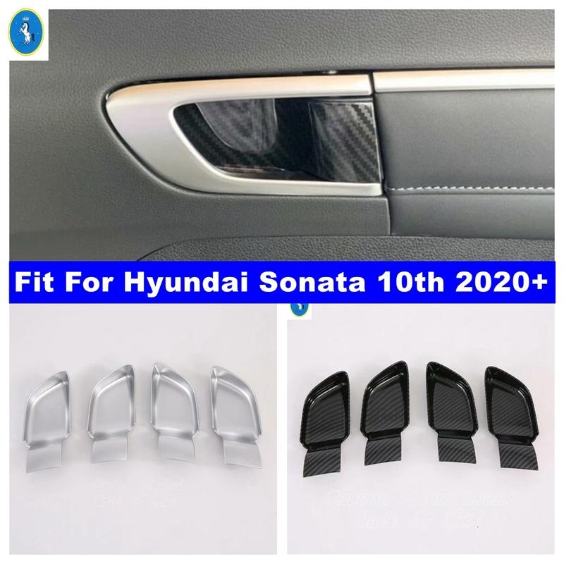 Декоративная накладка на внутреннюю ручку двери (чаша) для Hyundai Sonata 10-го поколения - Матовая / Углепластик, Аксессуары для интерьера