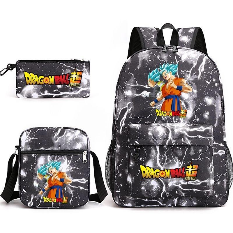 Рюкзак с принтом Dragon Ball Super Z, набор из 3 предметов, повседневный, для улицы, школьный рюкзак, набор из 3 предметов