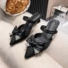 Fashion Designer Women Shoes Temperament High Heel Sandals Slipper Women Summer New Mid Heel Single Shoe Fashion Pointed Slipper