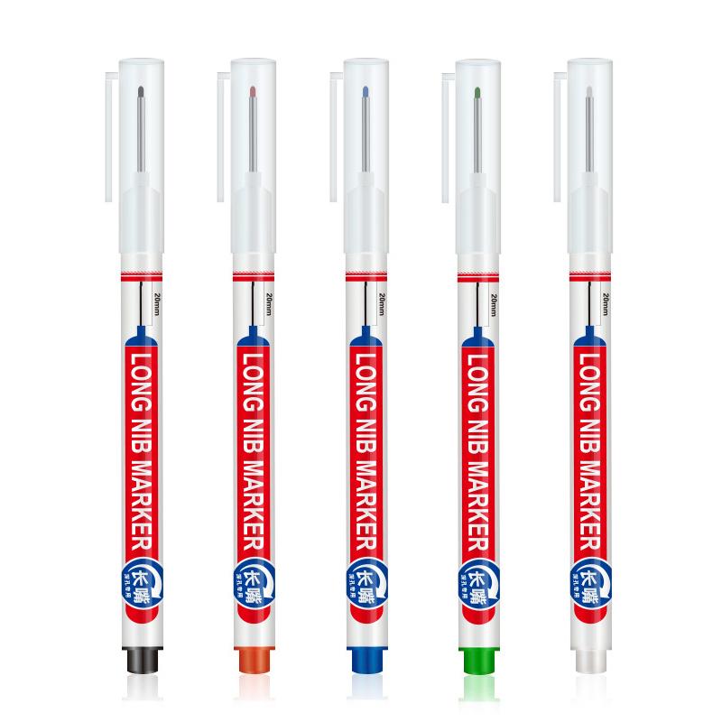 3 шт. Многоцелевой водонепроницаемый маркер с длинной головкой 20 мм, для строительства, деревообработки, глубоких отверстий, маркер для краски