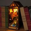 Набор для книжной полки Кукольный домик Деревянный с подсветкой DIY Кит для книжного уголка 3D Пазл Сборная модель Здание Книжные полки Подарки на день рождения для взрослых
