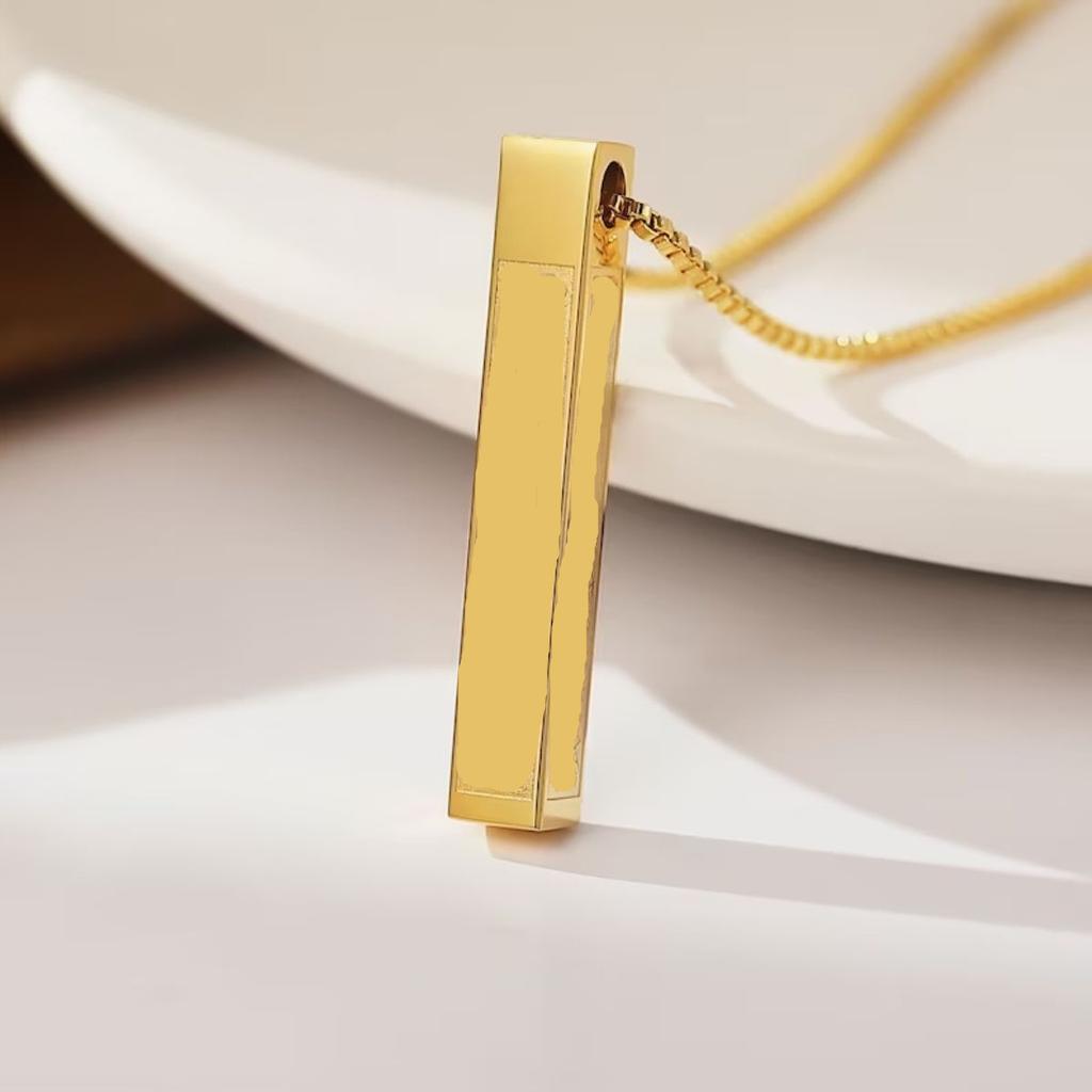 Arabic Etched Text Pendant High-end Jewelry Long Column