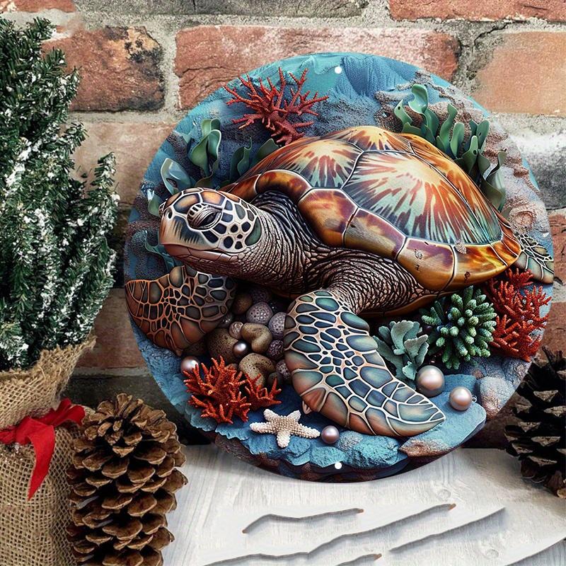 Декор для стен из дерева с изображением морской черепахи, круглый деревянный знак, устойчивая к погодным условиям дверная вешалка, HD-принт с изображением морской жизни для настенного декора входной двери церкви, идеальный вариант